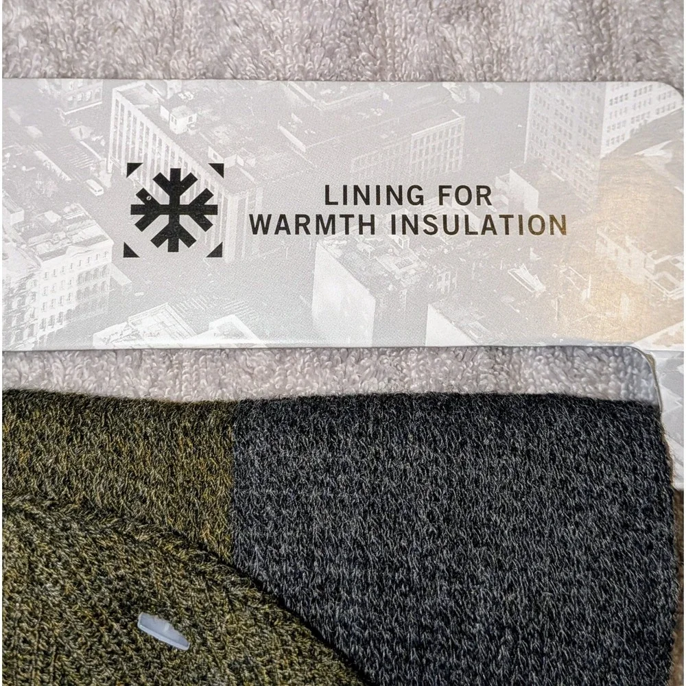 Reaction Kenneth Cole‎ Men's Beanie Scarf Set Olive Black Lined Warm NWT $55